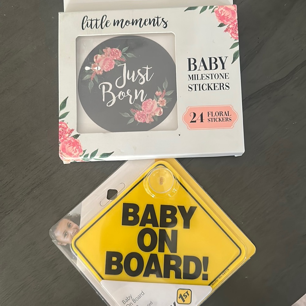 Baby Girl Milestone Stickers and Safety 1st Sign